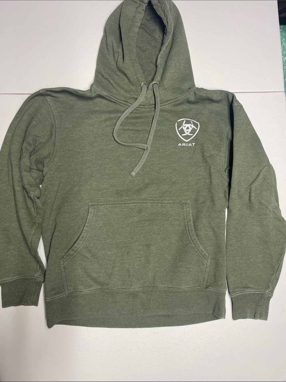 Ariat Men's Olive Green Crewneck Hoodie with Logo
